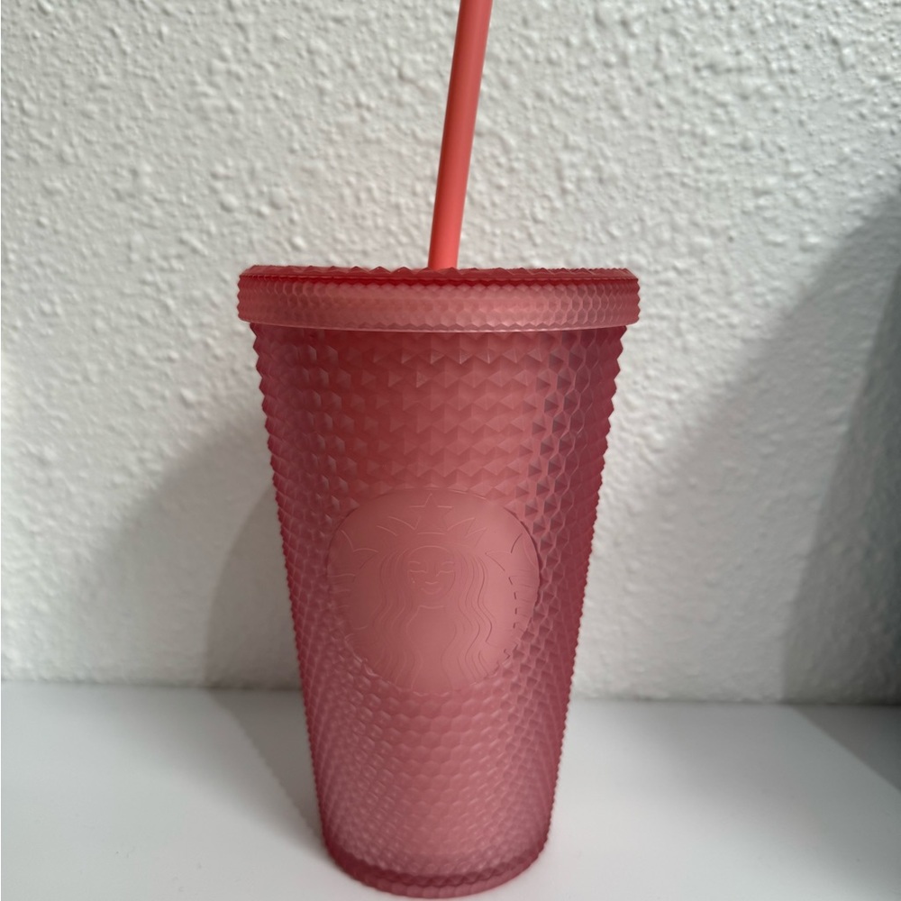 Starbucks Rose 🌹 pink opaque Textured Tumbler with Straw limited no longer sold